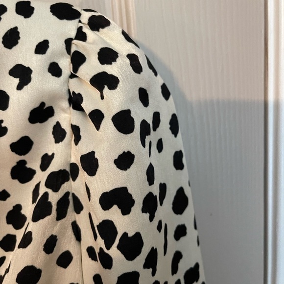 Rabbit Rose Dalmatian print cropped high neck open back blouse - Picture 6 of 11